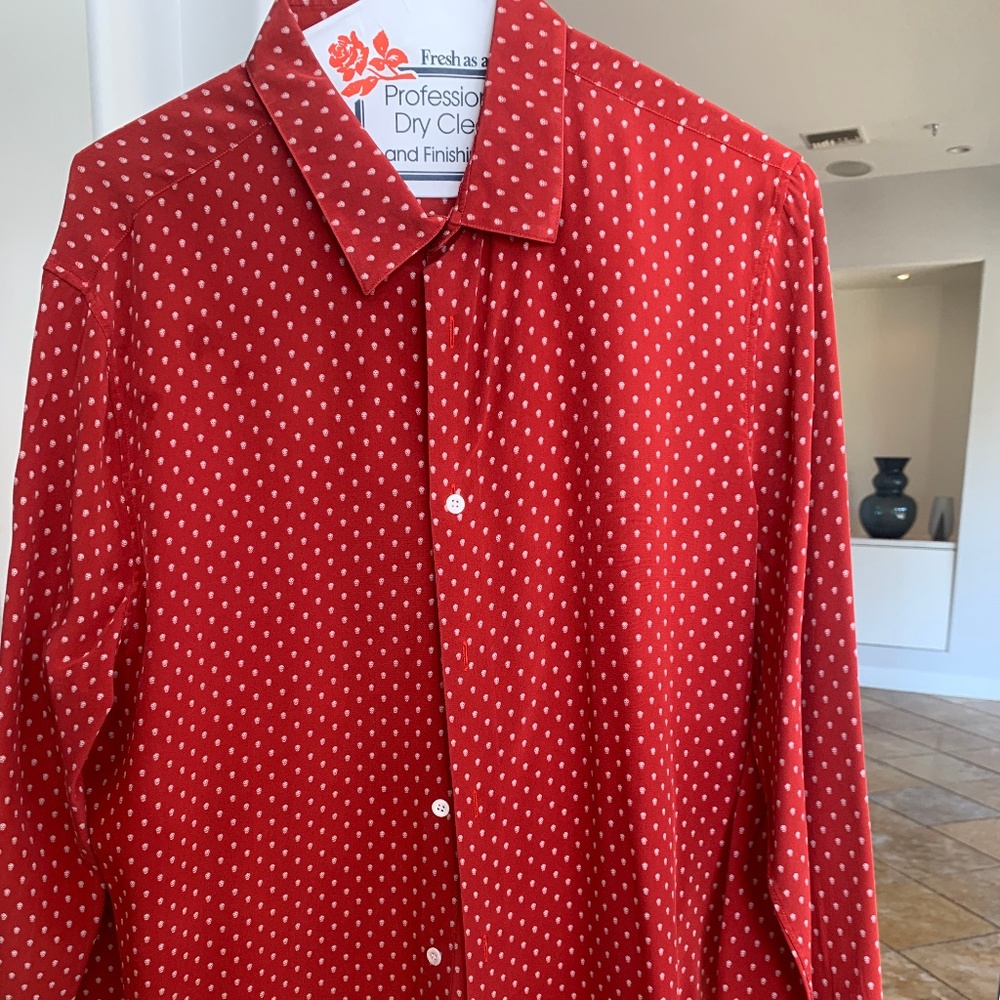 Alexander McQueen Red Skull Button Up